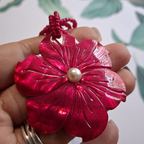 Pink Shell Flower Necklace Set - Picture 5 of 6